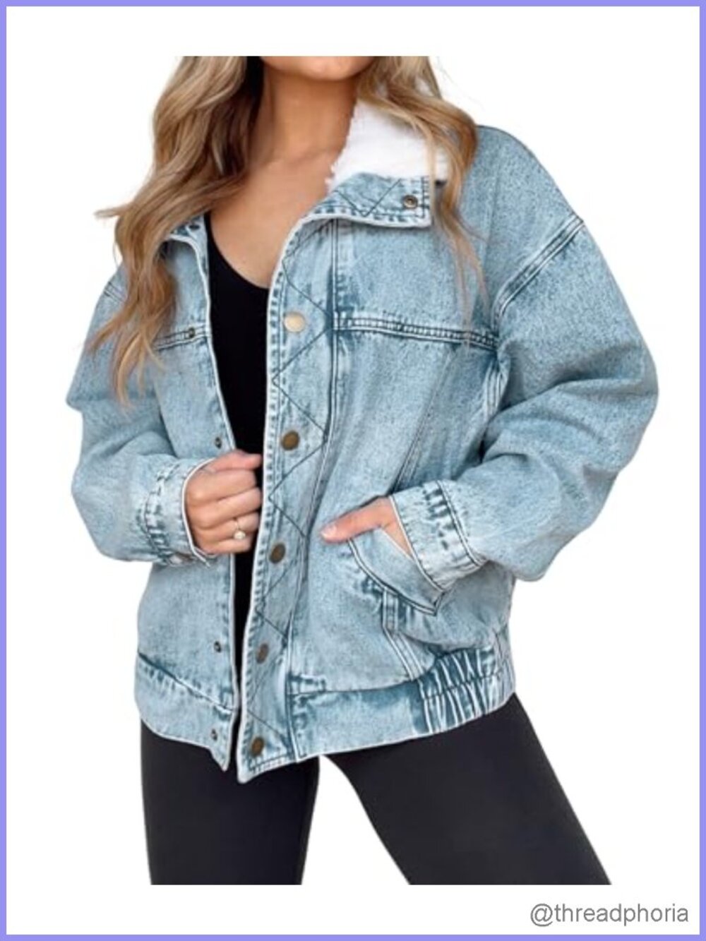 Oversized Sherpa Collar Denim Jacket Boyfriend Trucker Jean Coat